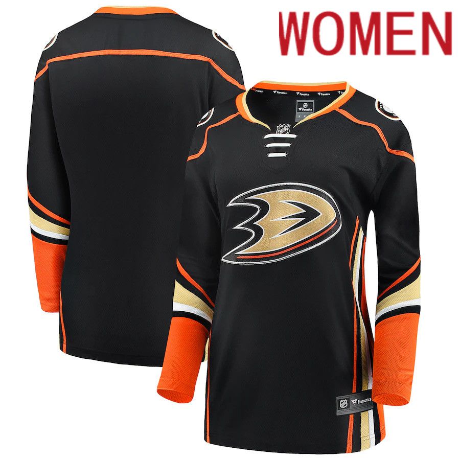 Women Anaheim Ducks Fanatics Branded Black Breakaway Home NHL Jersey->women nhl jersey->Women Jersey